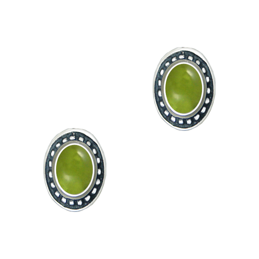 Sterling Silver Peridot Post Stud Earrings